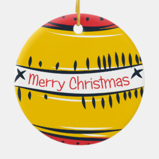 Ornement de Noël rouge et jaune rétro