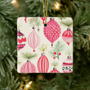 Ornement de Noël rouge rose