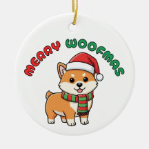 Ornement de Noël Shiba Inu : Joyeux Woofmas