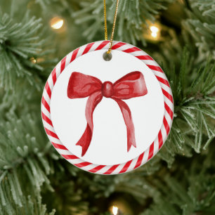 Ornement de Noël Sucre de canne de la Bow rouge