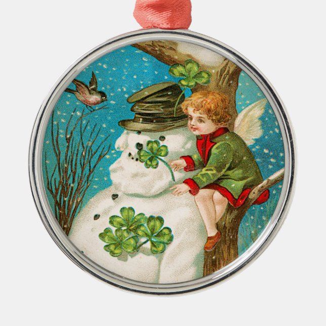 Ornement de Noël victorien de Snowman et de Clover (Devant)