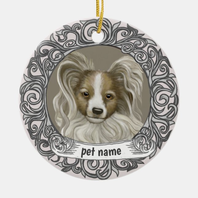 Ornement de papillon de chien en souvenir aimant (Devant)
