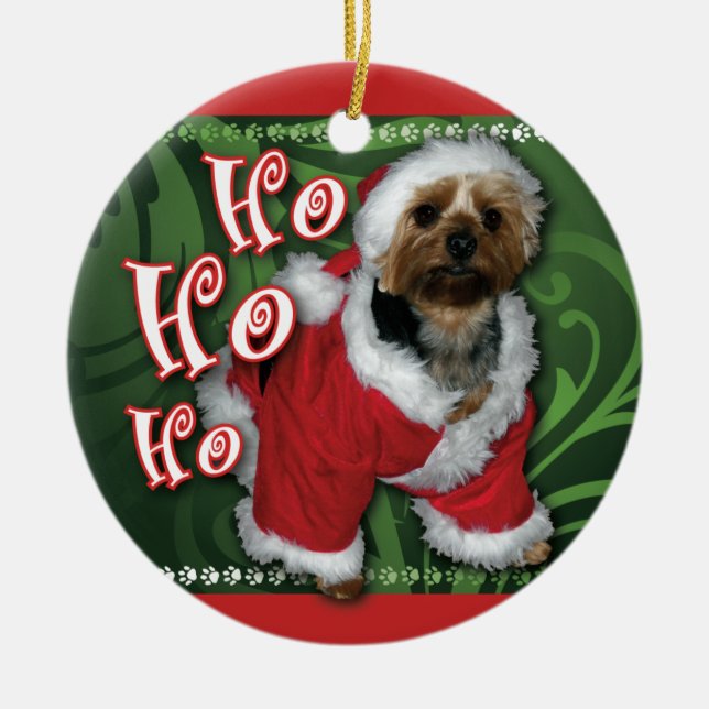 Ornement de Père Noël Yorkie (Devant)