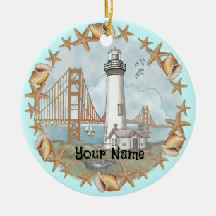 Ornement de phare de coquilles de Californie
