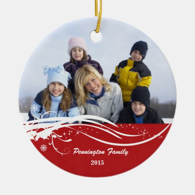 Ornement de photo de vacances de Noël de remous de (Devant)