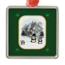Ornement de pingouins de carolage victorien