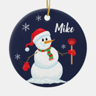 Ornement de plombier de bonhomme de neige