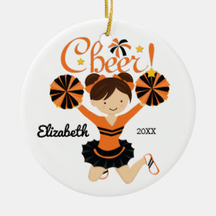 Ornement de pom-pom girl de cheveux foncés