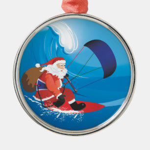 Ornement de prime de Père Noël Kitesurf