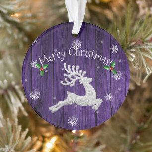 Ornement de rennes de Noël rustique violet