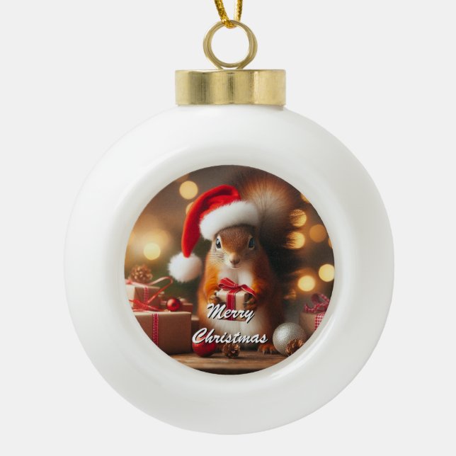 Ornement de retenue d'écureuil de Noël personnalis (Devant)