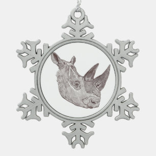 Ornement de rhinocéros de flocon de neige d'étai