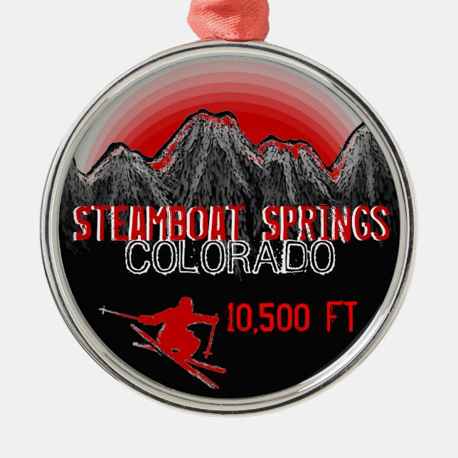 Ornement de rouge de ski de Steamboat Springs le (Devant)