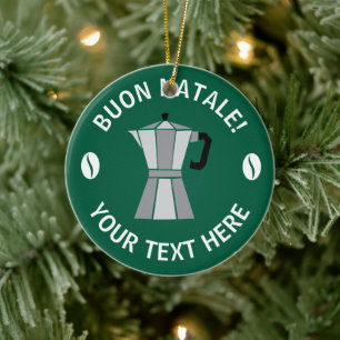 Ornement de sapin de Noël Buon Natale Moka Pot