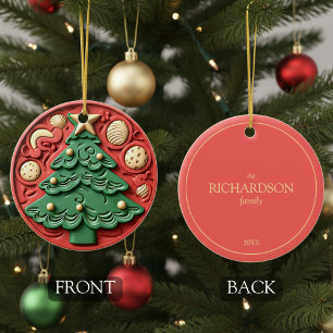 Ornement de sapin de Noël moderne rouge et vert
