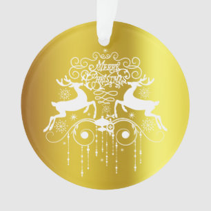 Ornement de silhouettes blanches de Noël Cerfs