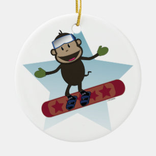 Ornement de singe de surf des neiges