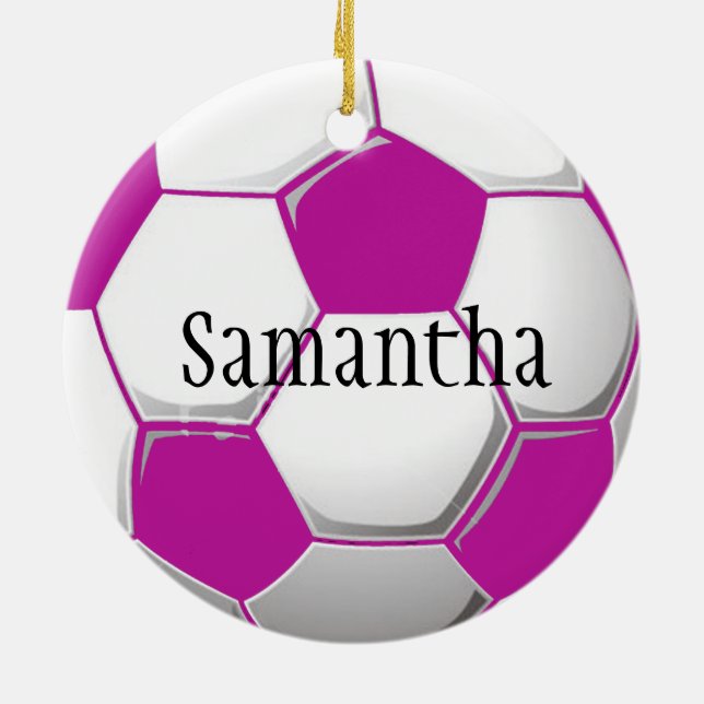 Ornement de soccer rose personnalisé (Dos)