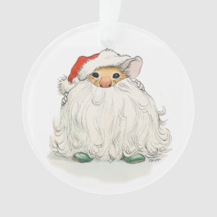Ornement de souris de barbe de Père Noël