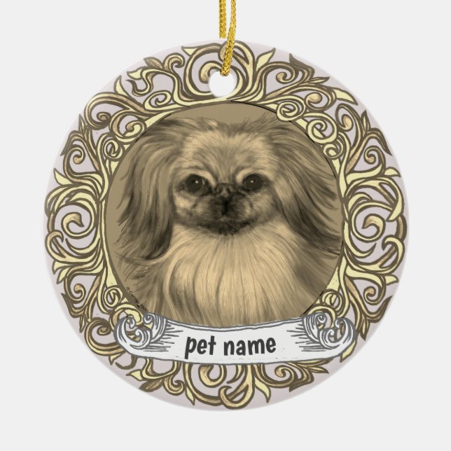 Ornement de souvenir affectueux pour chien Pékinoi (Devant)