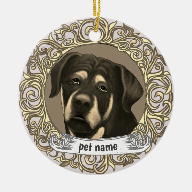 Ornement de souvenir aimant le chien Rottweiler (Devant)