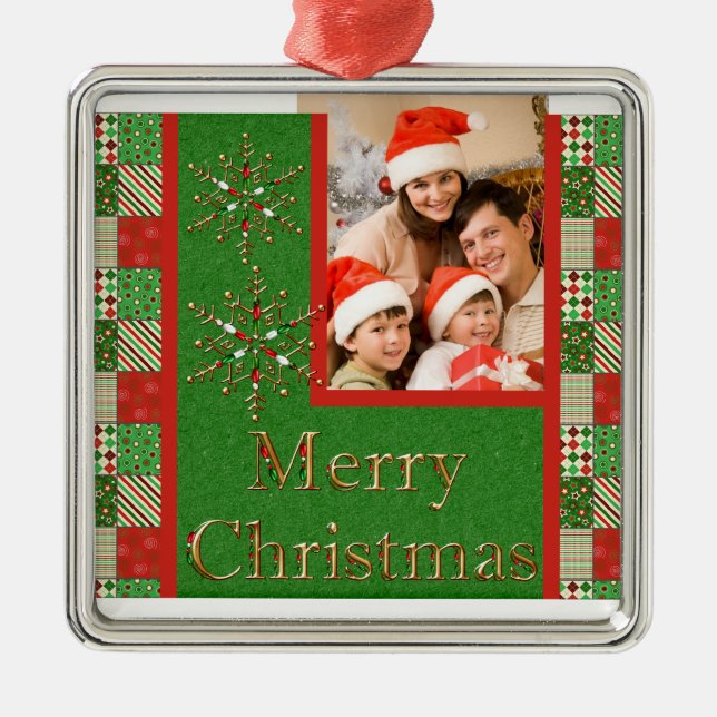 Ornement de souvenir de photo de Joyeux Noël (Devant)