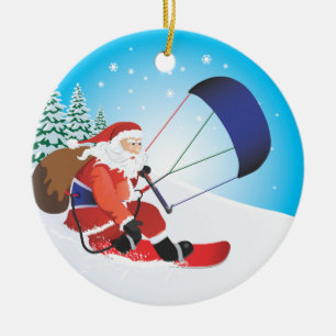 Ornement de surf des neiges de Père Noël Snowkite