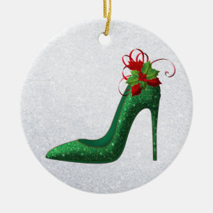 Ornement de talons de Parties scintillant verte