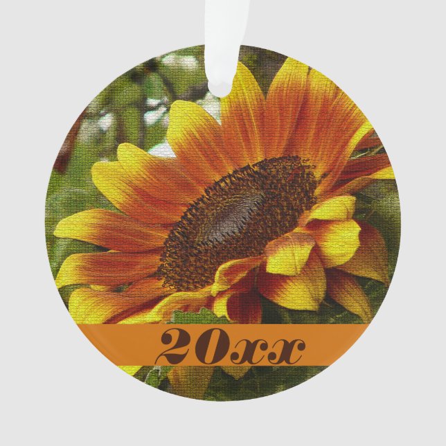 Ornement de tournesol orange et jaune (devant)