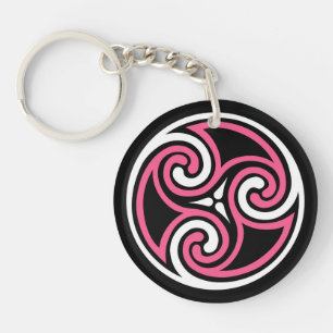 Ornement de Triskele celtique, Fuchsia, noir et bl