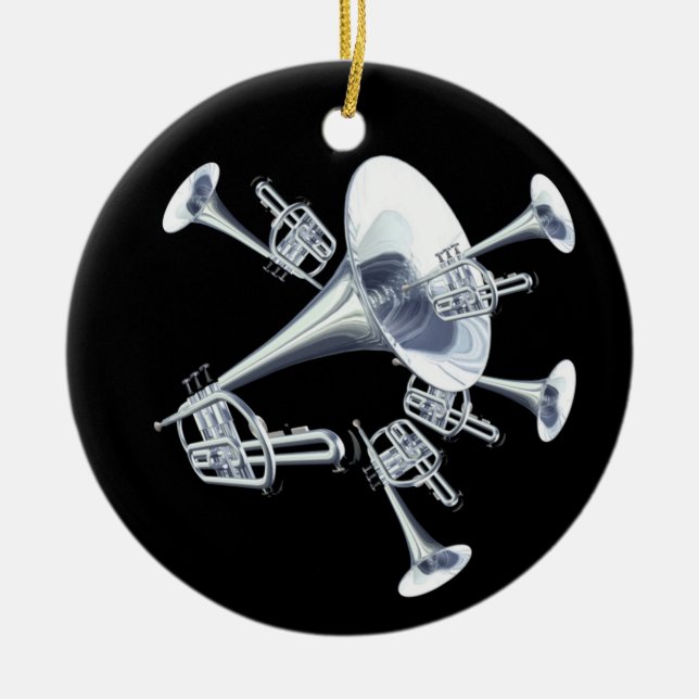 Ornement de trompettes d'argent (Devant)