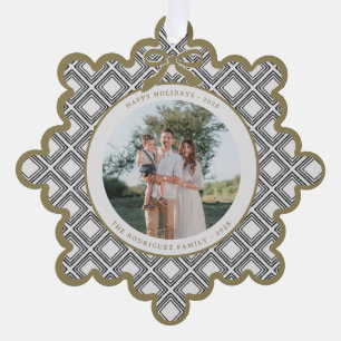 Ornement de vacances à motif diamant noir avec pho