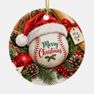 Ornement de vacances de baseball de Noël joyeux