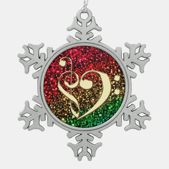 Ornement de vacances de coeur de clef de musique (Devant)