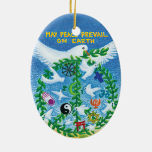 Ornement de vacances de Noël - paix du monde
