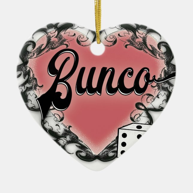 ornement de vacances de tatouage de coeur de bunco (Devant)