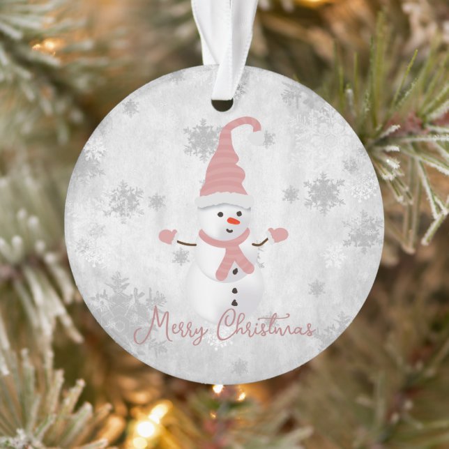 Ornement de vacances Pink Cute Snowman (Arbre)
