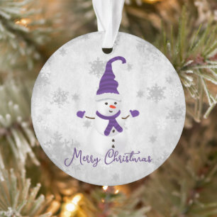 Ornement de vacances pourpre mignon Snowman
