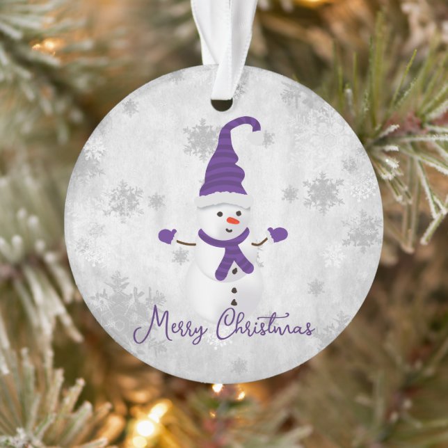 Ornement de vacances pourpre mignon Snowman (Arbre)