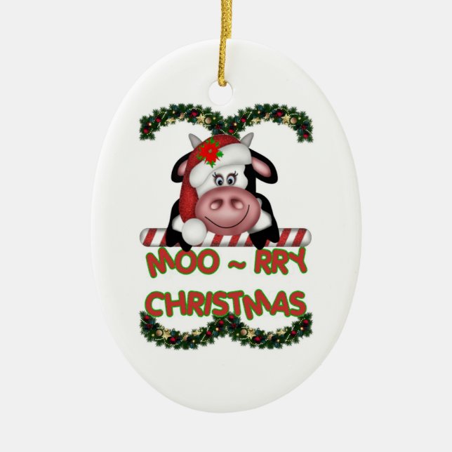 Ornement de vache à Noël MOO-rry (Devant)