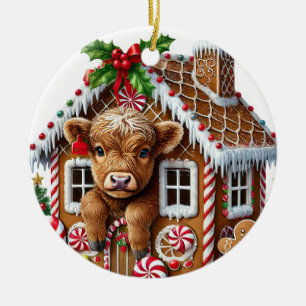 Ornement de vache de Noël Highland