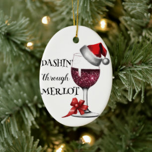 Ornement de verre à vin Chapeau de Père Noël - Cér