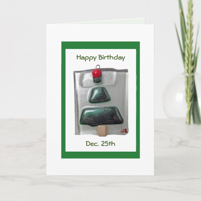 Ornement de verre Anniversaire Carte de Noël (Devant)