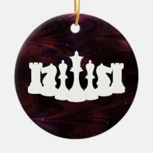 Ornement d'échecs en nébuleuse rouge personnalisé
