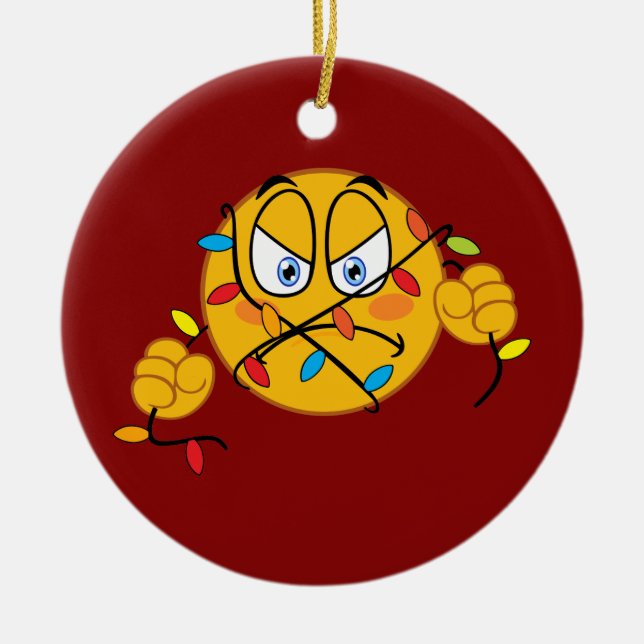 Ornement d'Emoji de lumières de Noël (Devant)