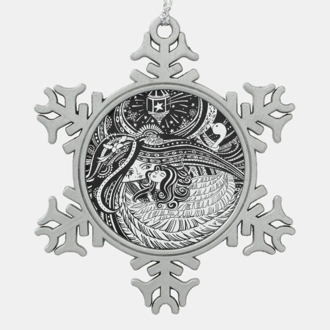 Ornement d'étain peu d'ange de fille de match (Devant)