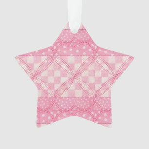 ORNEMENT D'Étoile acrylique PINK HEART QUILT