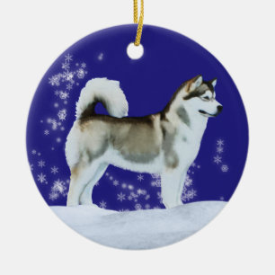 Ornement d'hiver de Malamute d'Alaska