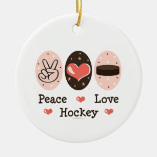 Ornement d'hockey d'amour de paix