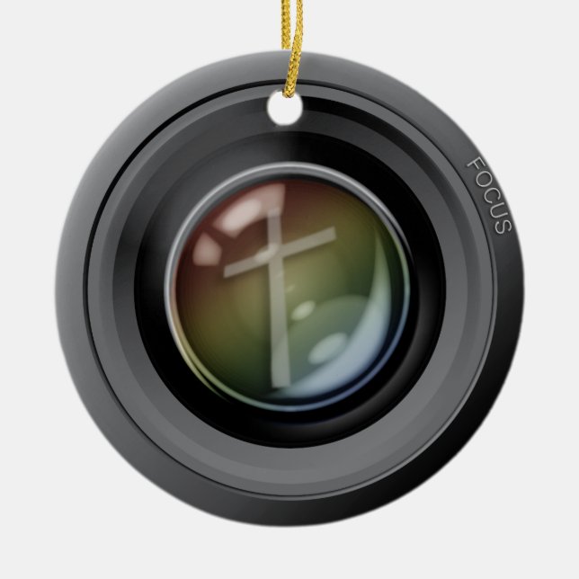 Ornement d'objectif de caméra. Foyer sur Jésus (Devant)